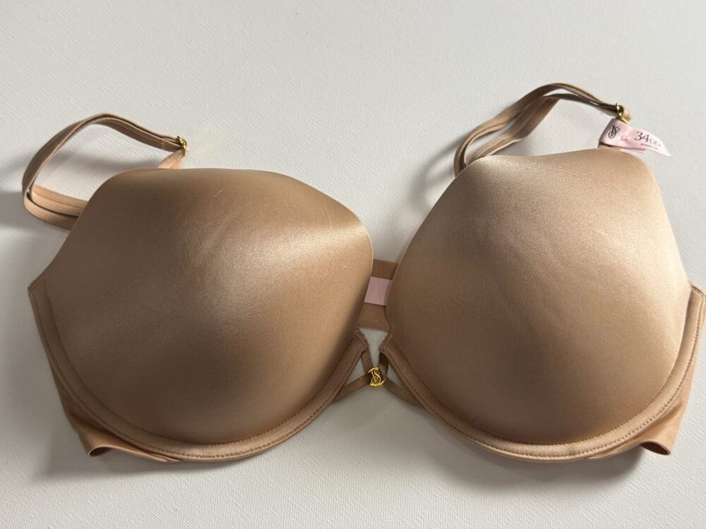 Victoria's Secret Push-Up Bra 34DD Nude Beige Smooth Underwire Padded NWT